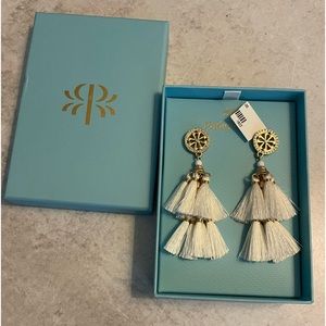 NWT Parker Rose rhinestone white dangle thread boho pierced earrings